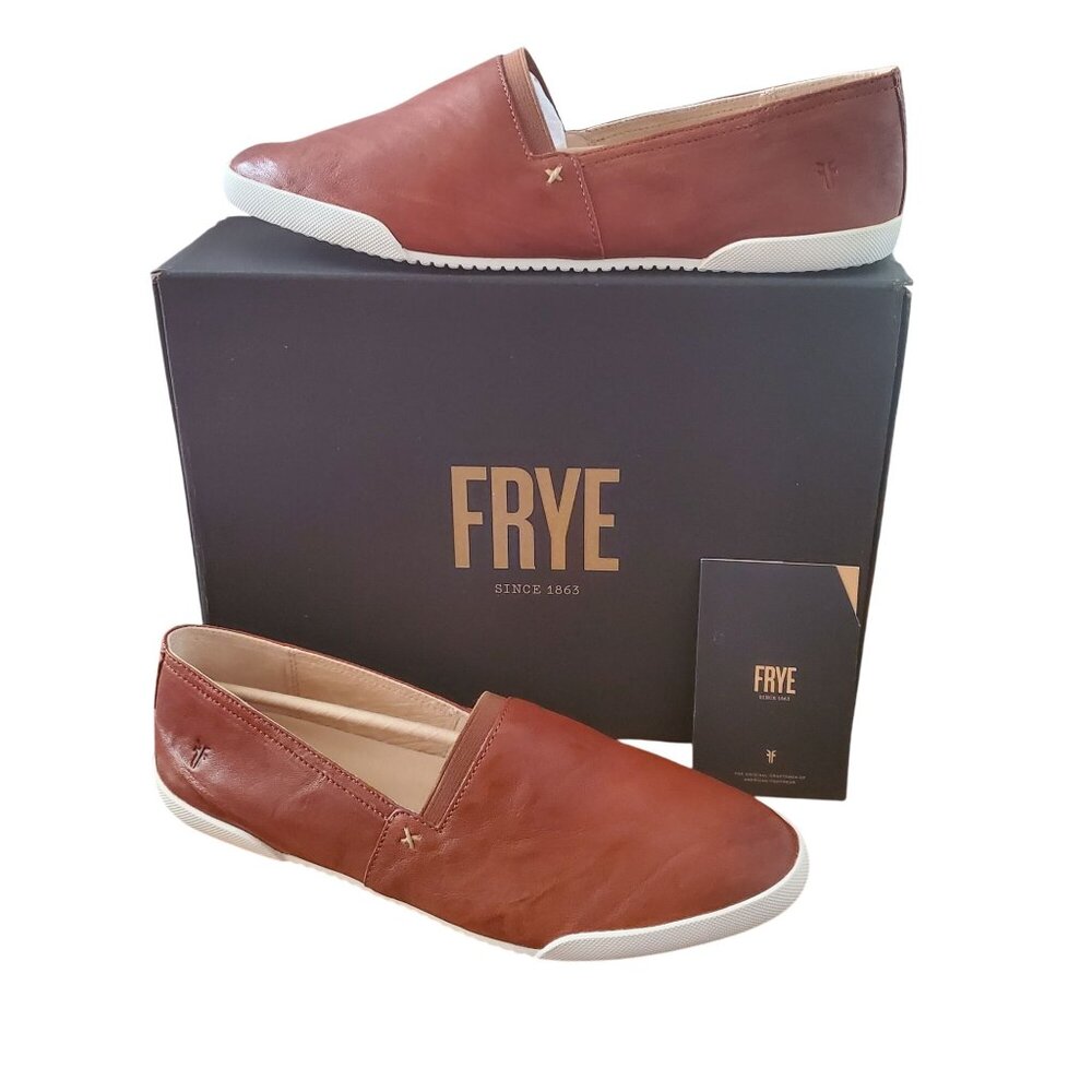 Frye Melanie Women 7 Slip on Shoes Cognac Antique Soft Vintage Leather Sneakers